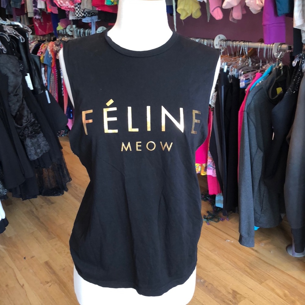 Brian lichtenberg xs black/gold feline tank Hs b6